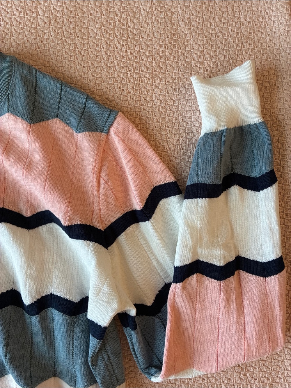 YAL Striped Crewneck Sweater in Pink, Blue & White - Picture 4 of 12